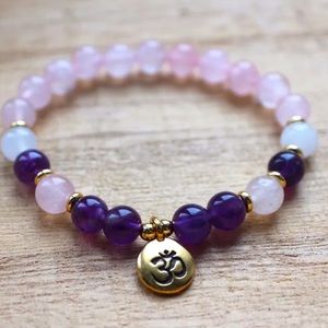 Mala bead rose quartz amethyst bracelet